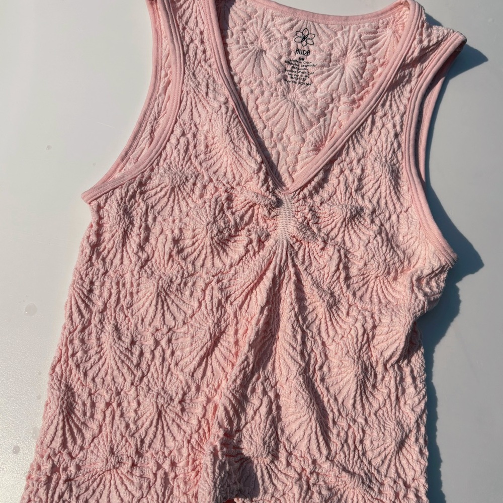 Aura Soft Pink Textured Tank Top